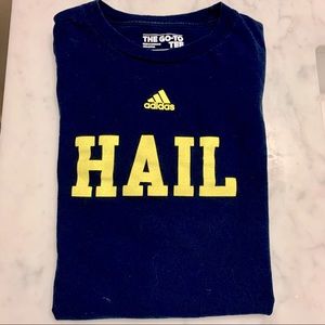 Men's Adidas Michigan Wolverines T-Shirt Hail Size Large Navy Excellent NCAA